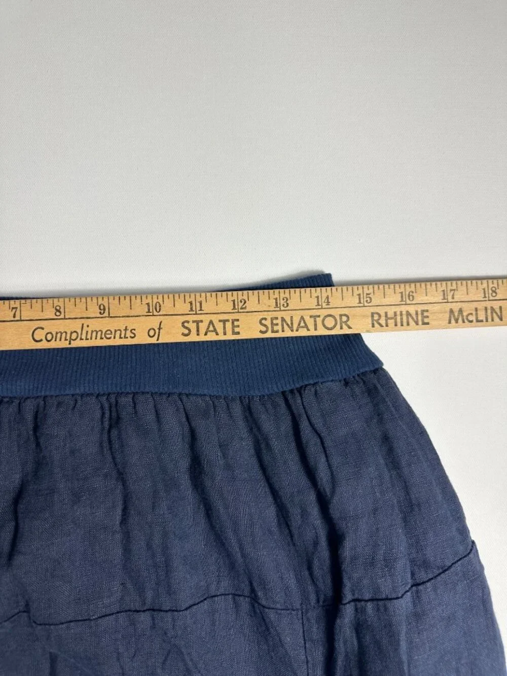 Made in Italy Navy Blue Linen Blend Double Layer Lagenlook Midi Skirt L XL - Picture 11 of 12